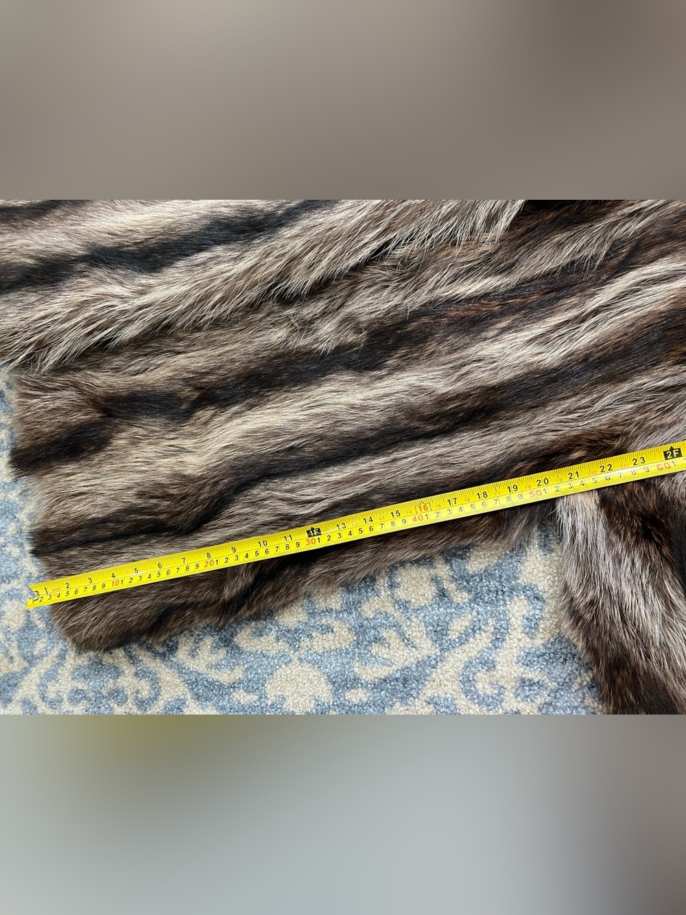 Leah’s New Rochelle Genuine Fur Coat Brown Gray Full Length Long Sleeve Vintage - Picture 9 of 10
